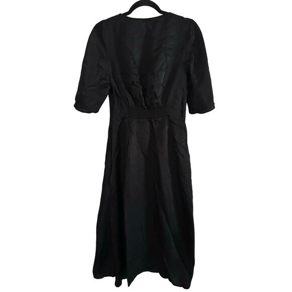 JIGSAW London Black Crinkle V-Neck Dress Dark Fairy Witchy Grunge - Sz 6 - Picture 2 of 6